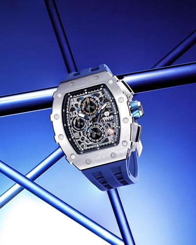 Image of TSAR BOMBA Men's Luxury Quartz Watch, Luminous Dial 5ATM Water Resistance Silicone Strap Men's Wristwatch Ideal Gift for Men