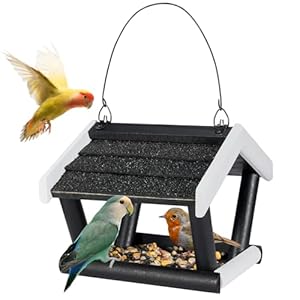 Wooden Hanging Bird Feeder for Outside,Wild Bird Feeders House for Garden Yard Outdoors Durable & Weatherproof,Great for Attracting Wild Birds