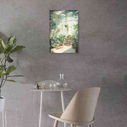Toile murale plantes vertes TISHIRON pour raviver un mur blanc et vide