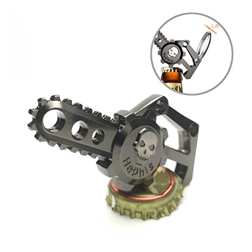 Hephis Chainsaw Skull Car Keychain with Dual Rings for Men,Women,Bottle Opener(Gun Black)