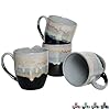Bosmarlin ceramic coffee mug set of 4 17 oz coffee cups with big handle microwave safe unique reactive glaze 17 oz grey  urban country home decor