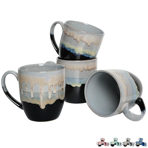 Bosmarlin-Ceramic-Coffee-Mug-Set-of-4-17-Oz-Coffee-Cups-with-Big-Handle-Microwave-Safe-Unique-Reactive-Glaze-17-Oz-Grey Bosmarlin Ceramic Coffee Mug Set of 4 17 Oz Coffee Cups with Big Handle Microwave Safe Unique Reactive Glaze 17 Oz Grey