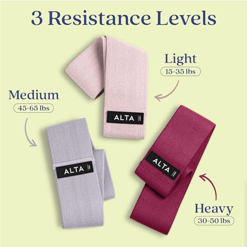 ALTA Booty Bands for Women - Premium Non-Slip Fabric Resistance Bands for Working Out - Cloth Resistance Bands for Legs, Fabric Exercise Bands, Leg Bands for Working Out Women, Looped Hip Bands Set - Image 4