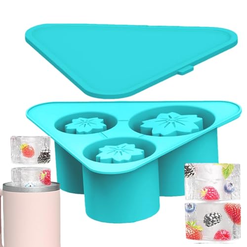 Bandeja para cubitos de hielo, cubitos de hielo con tapa,Moldes de hielo creativos - Máquina de hielo de fácil liberación para enfriar whisky, café, bandeja de hielo plegable de silicona con 3