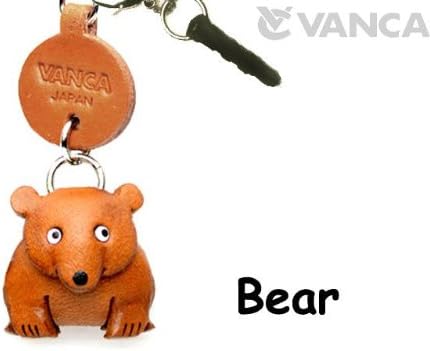 Bear Leather Animal Earphone Jack Accessory / Dust Plug / Ear Cap / Ear Jack *VANCA* Made in Japan #47201