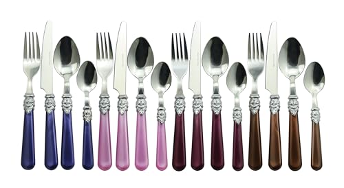 The Original Brink House Gala Mix & Match Ménagère 16 pièces en acier inoxydable avec poignées baroques brillantes et support en métal pour la maison, premier...