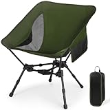 Portabler Campingstuhl Faltbar Angelstuhl: Ultraleichter Höhenverstellbarer Faltbarer Outdoorstuhl Schnell Aufzubauendes Aluminiumgestell, Ideal für Picknicks, Outdoor-Reisen (Armeegrün)