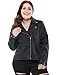 Agnes Orinda Women's Plus Size Denim Jackets Collar Inclined Zip Closure Biker Moto Jacket 2024 4X Black