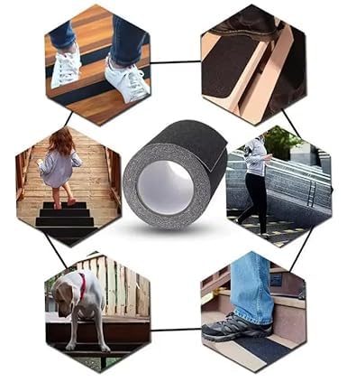 Image of JSITON Anti Skid-Anti Slip Black Tape Fall Resistant with PET Material and Solvent Acrylic Adhesive Tape for Slippery Floors, Staircase, Ramps, Indoor, Outdoor Use