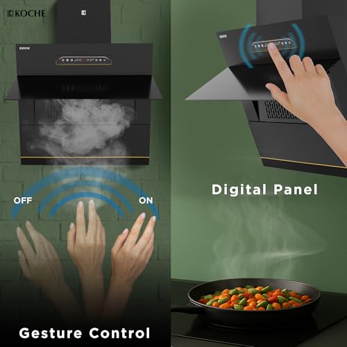 Image of KOCHE LAURA 60 Chimney for Kitchen 60cm| 1650 m /hr Suction | Filterless Heat Auto-Clean | BLDC Motor | Gesture Control | Hydraulic Louvers | Low Noise | 12 Yr Motor Warranty