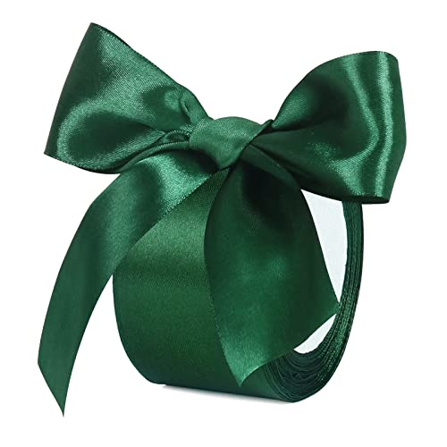 Green Satin Ribbon 24 Yards 2 inch Wide Silky Gift Ribbon for Bow Making Christmas Gift Wrapping Box Packaging Crafting Christmas Tree Decorations
