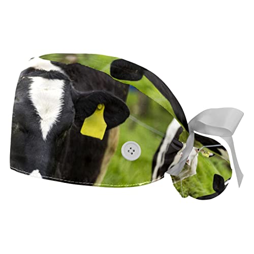 Casquettes de travail ajustables anti-transpiration motif vache rigolo