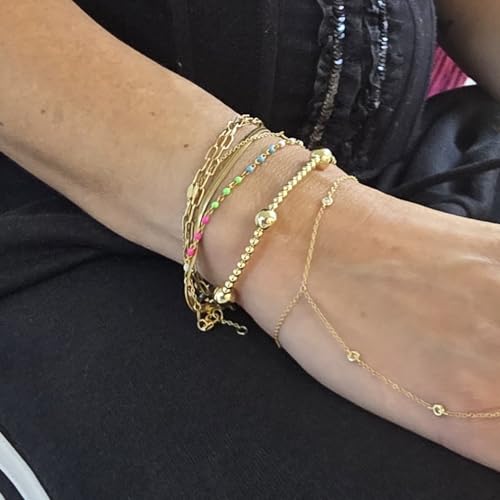 Anela 14kt Gold Filled Tarnish-Free Beaded Stretch Bracelet for Women - Elegant 3mm and 7mm Beads 5