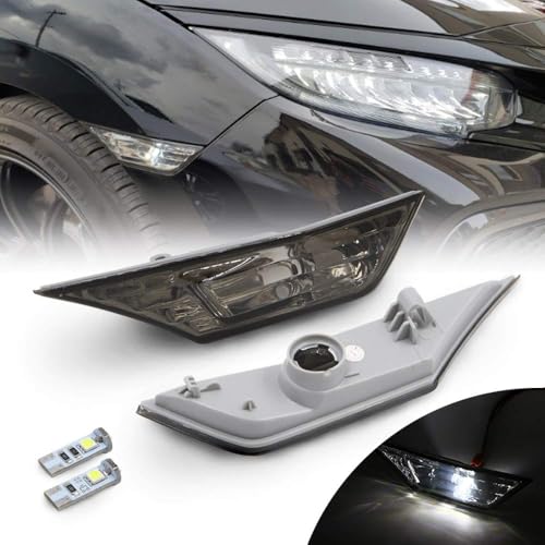 NSLUMO Luz indicadora de marcador lateral LED Lente de humo Lámpara de señal de giro con bombilla LED compatible con Hon.da Civic Sedan Coupe Hatchback 2016-2021