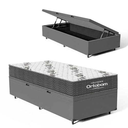 Cama Box Baú com Colchão de Espuma D33 Ortobom Airtech 100 (Solteiro)