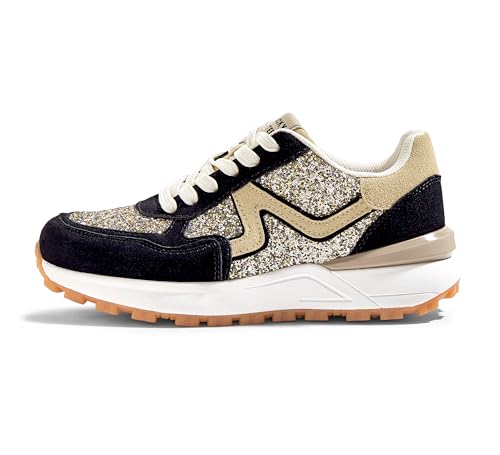 Image of LUCKY STEP Women's Retro Fashion Casual Sneakers | Platform Classic Trendy Trainning Anti-Slip Tennis Travel Walking Shoes