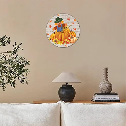 Horloge murale en bois d'automne et Thanksgiving ronde et silencieuse de 38 cm - 3