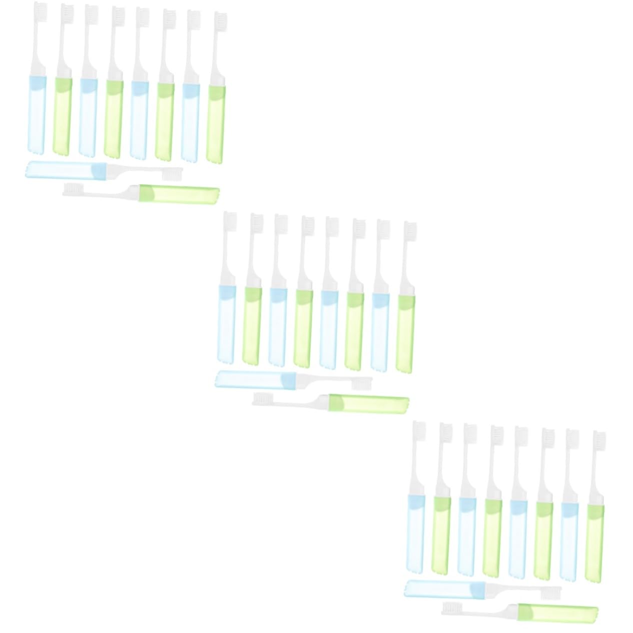 FRCOLOR 3 Sätze Faltbare Reisezahnbürsten Im Mini Zahnbürsten Mit Weichen Borsten Für Camping Und Unterwegs Blau Grün Praktisch Tragbar Und Hygienisch 10 Stück * 3