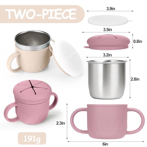 Image of Mity rain 2-Pack Stainless Steel Snack Containers, 4-in-1 Spill Proof