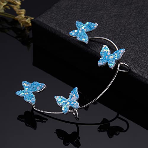 Vanproo Butterfly Ear Cuff No Piercing Ear Clip Wrap Around Earrings Butterfly Ear Cuff Wrap Crawler Earrings 3D Hook Cuff Earrings For Women(Sky Blue,Right) #TOP3