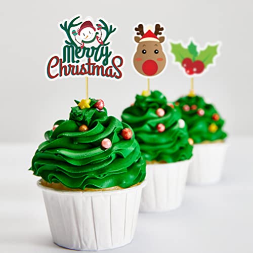 Hemoton 30 Pçs Topo de Bolo de Natal Decoração de Bolo Papai Noel Árvore Boneco de Neve Meia Doces T