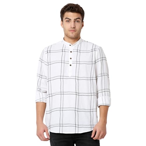 Image of Spykar Men's Slim Fit N /A Full Sleeve Checked Casual Shirts
