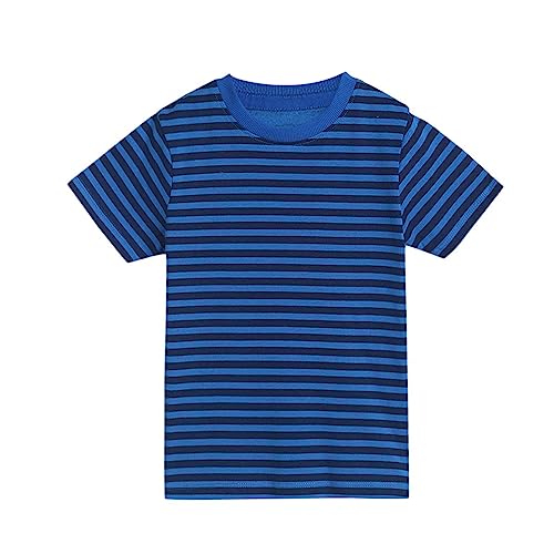 Image of miniklub Boys Blue Black Striped Cotton Pure Cotton T-Shirt