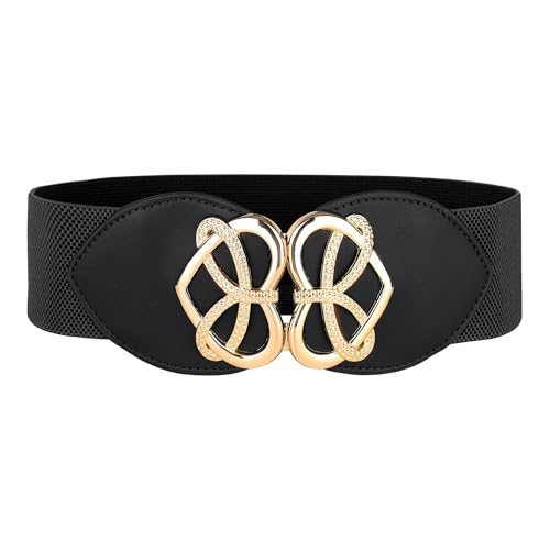 Ceinture large extensible à boucle cœur doré idéale sur une robe vintage