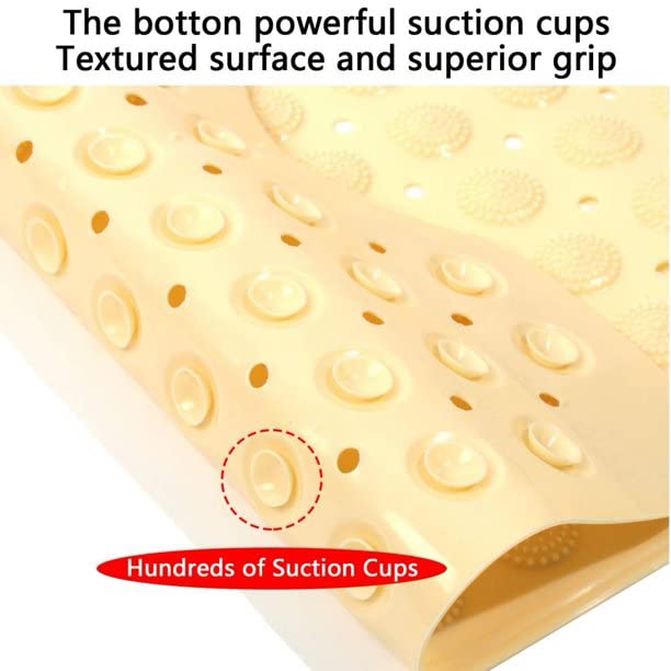 Image of VHKD PVC Bathroom mats Anti Slip Bathroom mat Non Slip Bath Anti Skid Doormat Rectangle (Cream 70x35)