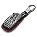 Vitodeco Genuine Leather Smart Key Keyless Remote Entry Fob Case Cover with Key Chain for JEEP, Dodge, Chrysler (5 Buttons, Black/Red)