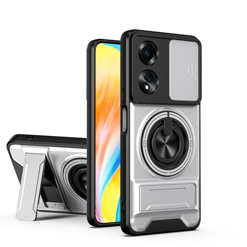 Protection antichoc Oppo A58 4G coque blanche avec support vidéo et cache objectif