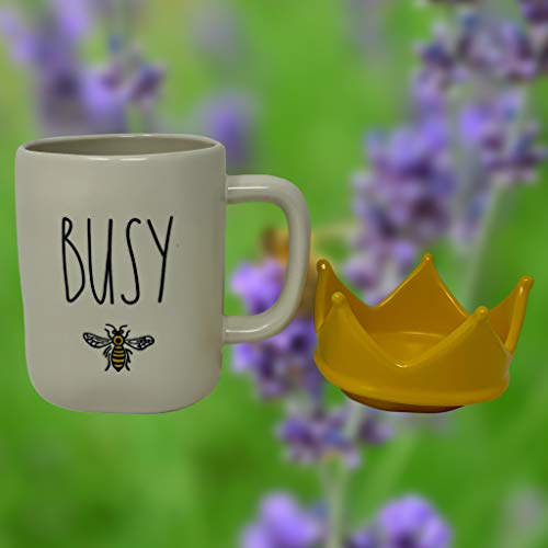 Taza Rae Dunn Busy Bee con tapa amarilla miniatura 6
