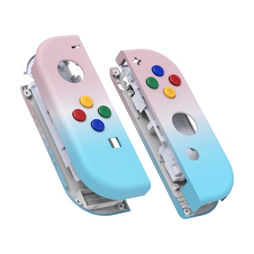 Cover Joycon Scocca Tasti DIY Ricambio per Nintendo OLED Shell Grip Custodia Case Guscio Pulsanti per Joystick Controller Senza Joycon-Celeste Rosa