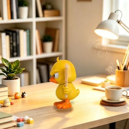 MMCT Don't Even Duck Statue Funny 3D Printed Angry Duck Figurine with Sarcastic Sign Resin Animal Sculpture Humorous Desk Decor Office Decoration Novelty Gift for Coworkers Friends — view 2