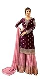AARYAEXP Indian/Pakistani Eid Ramzan Party Wear Wedding Wear Sharara Style Salwar Suit for Women (US, Numeric, 42, Regular, Regular, PURPLE)
