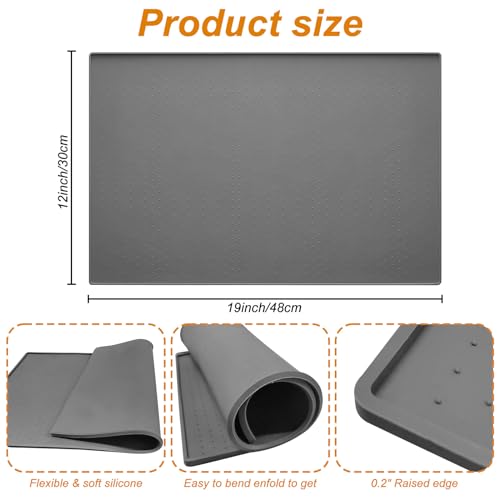 Matelas de glace en silicone imperméable avec bord relevé prévient les déversements liquides, Matelas machine à glace avec points non glissés, portatif 19"x12" (ne comprend pas de fabricant de glace)