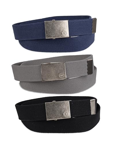 Levi's Unisex-Adult Casual Cut-To-Fit Web Belt Sets - 3 Pack Straps with 1 Interchangeable Buckle2
