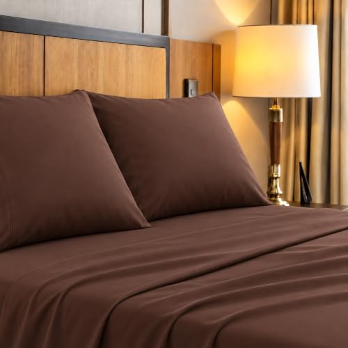 Image of Microfiber Double Size Bedsheet with 2 Pillow Covers | Ultra Soft & Breathable Flat Sheet | Wrinkle-Resistant, Premium Comfort for Everyday Use |Size (90 inch x 100 inch) Brown