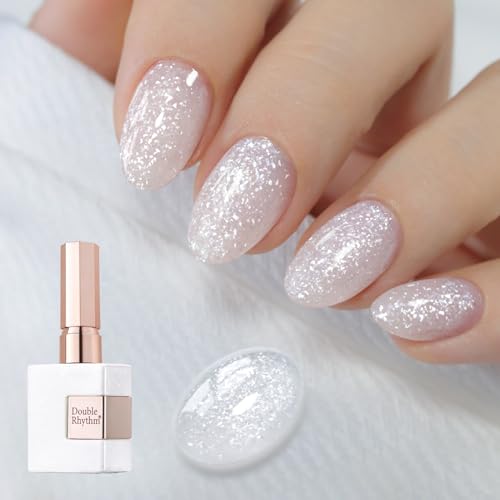 Double Rhythm 15ML Glitter Gel Polish Shimmer Reflective Holographic Color Magnetic for Nail Art Salon DIY at Home (Snow Glitter-B1211)