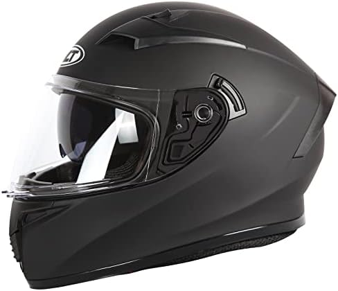 HELMO Motorcycle Helmet DOT/FMVSS 218 Approved Full Face Motorcycle Street Bike Helmet Unisex-Adult Motorcycle Racing Modular Street Helmet Matt Black… (X-Large)