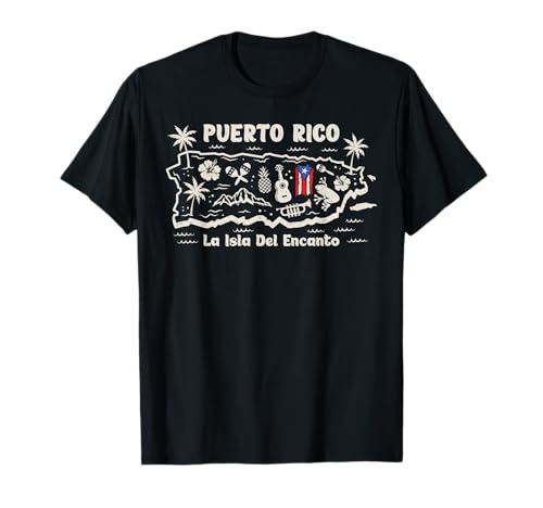 Puerto Rico La Isla del Encanto Puerto Rican Flag Retro T-Shirt