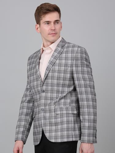 Image of Cantabil Checkered Full Sleeves Notch Lapel Formal Blazer for Men | Formal Blazer for Men | Men Blazer for Formal (P MBZF00166)