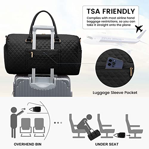 Lovevook Travel Duffle Bag, Weekender Bags For Women With Shoe Compartment, Quilted Carry On Overnight Bag With Toiletry Bag, Hospital Bags For Labor And Delivery, Gym Duffel Bag With Wet Pocket Black #TOP3