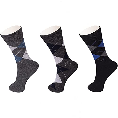 HAMMER ANVIL Mens Dress Socks 12 Pack Classic Cotton Crew Socks Solid Pattern Argyle Set3