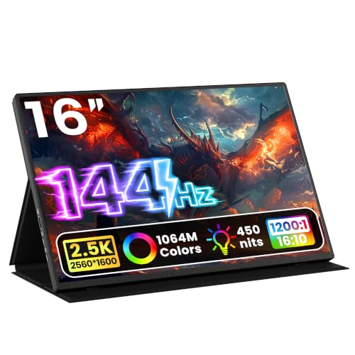16‑inch 2K QHD Portable Monitor with Speakers & Cover