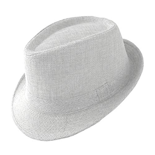 Silverfever Fedora Hats Stingy Short Brim Gangster Cuban Jazz Men Women Hat (White) #TOP5