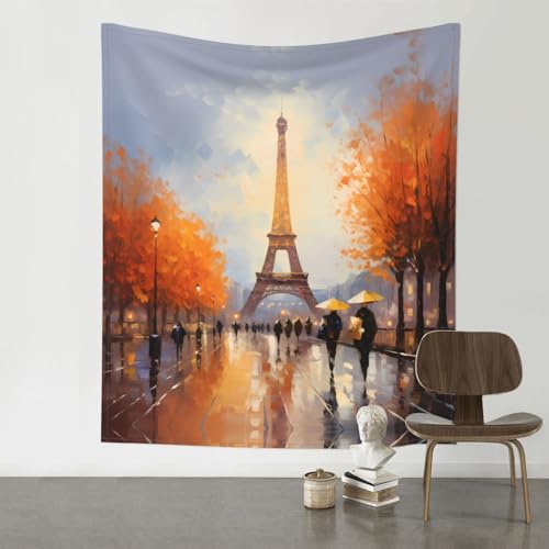 Tapisserie murale Tour Eiffel romantique BROLEO grand tableau en tissu
