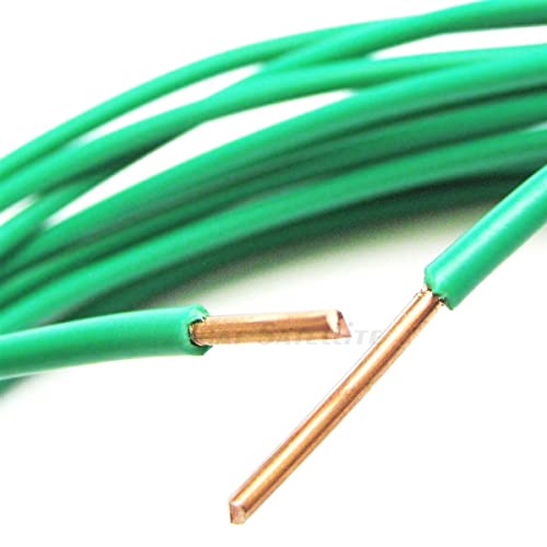 PHAT SATELLITE INTL - Pure Solid Bare Copper Grounding Wire, 10 AWG Core (#10 Gauge), THHN PVC Jacket, Made in USA, Satellite Antenna Electrical Surge Ground Protection Earth Wire (5 feet, Green)