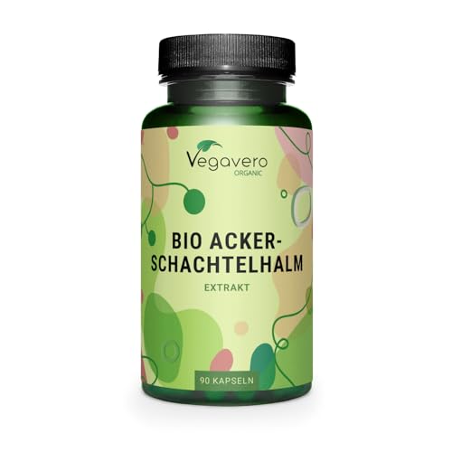 Bio Ackerschachtelhalm Kapseln Vegavero | 1000 mg Zinnkraut Extrakt (5:1) | Aus biologischem Anbau | Equisetum arvense | Vegan & Ohne Zusätze | 90 Stück