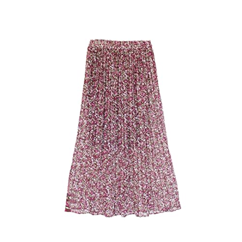 Jupe en mousseline de soie florale Bollrllr taille haute unique